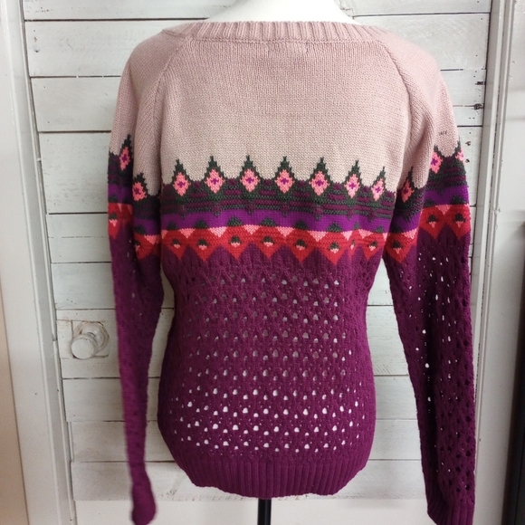 Y2K Wet Seal Sweater Women's Wool Blend Size Large Fair Isle Mutlicolored Wool - Picture 6 of 11